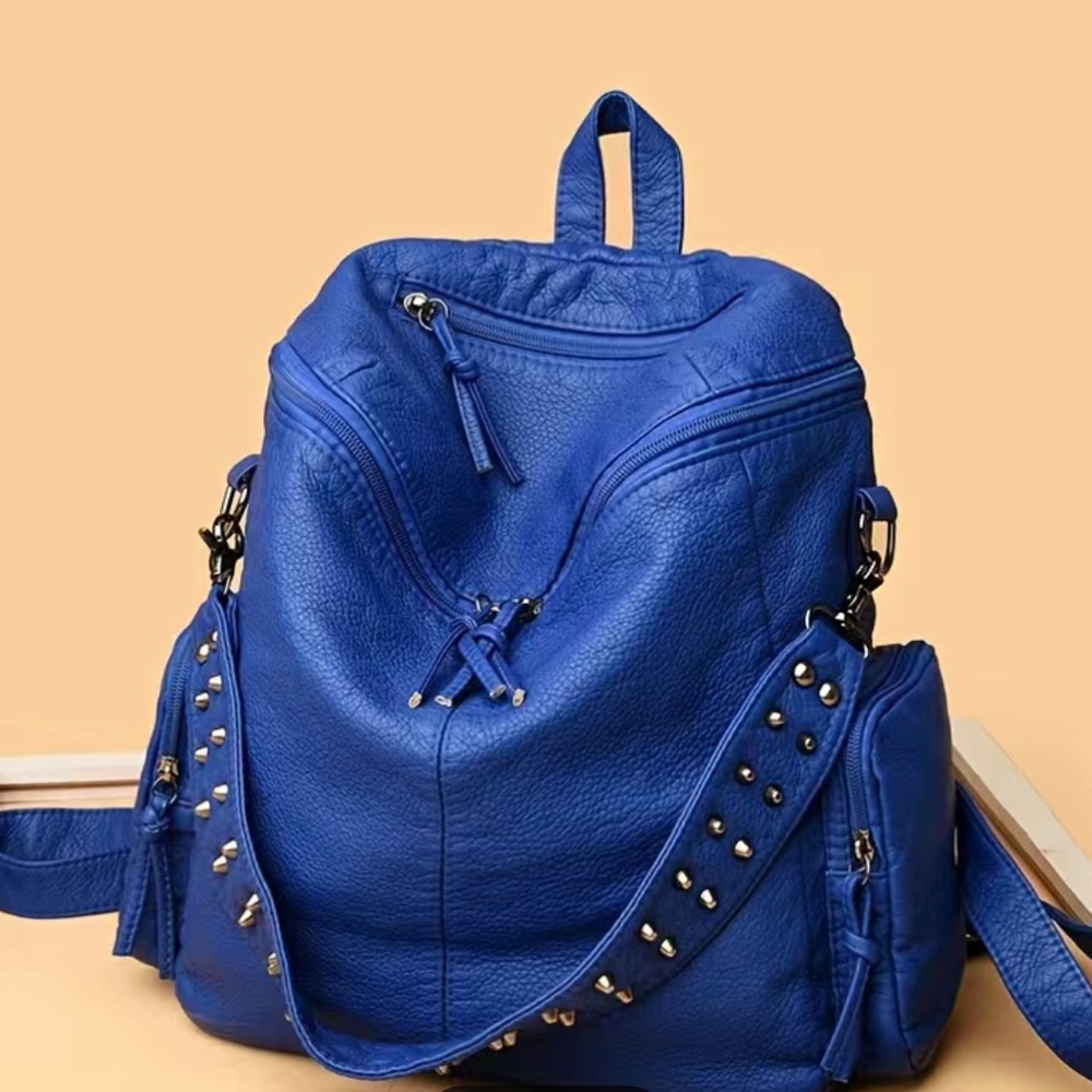 Faux Leather Backpack - Shoulder Bag